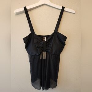 Bloomchic Black sheer flowy Tankini swim Top, NWT